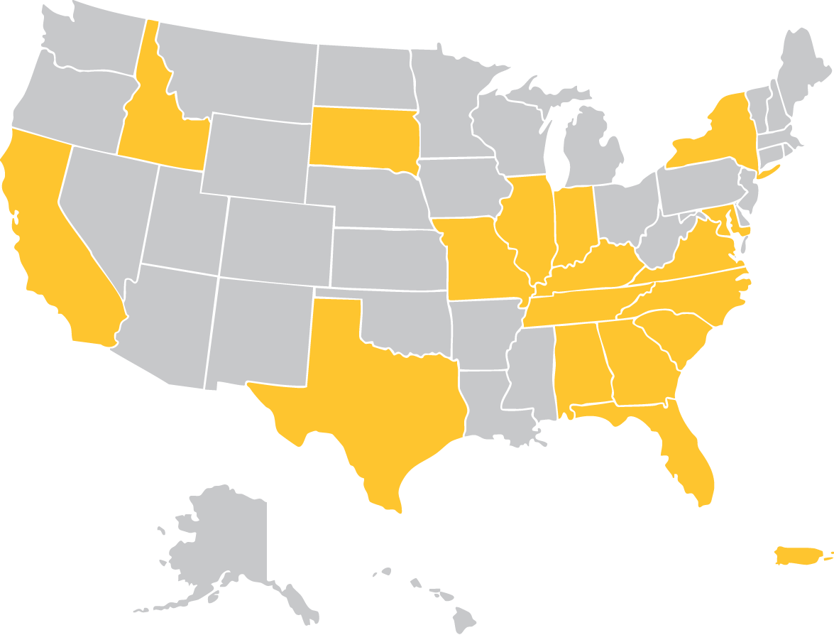All of these US states represent where or students are from