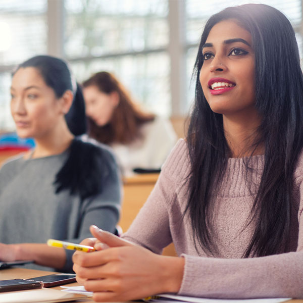 KSU Student in class learning about marketing techniques.