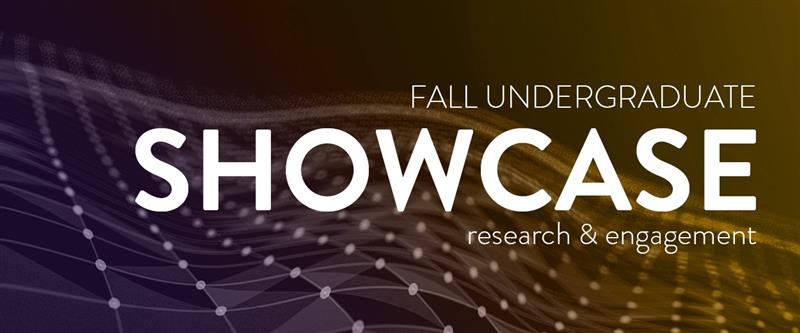 banner image reading, "The Fall Undergraduate Research and Engagement Showcase.a two-day recognition of our student-faculty research. December 3rd from 1-3 and December 4th from 10-12:30 in Burruss Building Atrium 