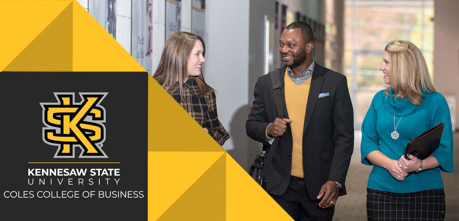 photo of ksu mba students with text that says, you bring your drive to succeed; we'll provide everything else