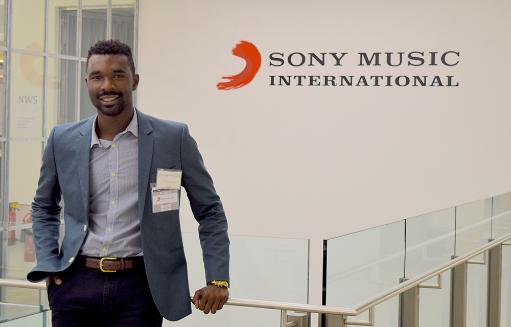 MEBUS alumni, Mychael Ball, at Sony Music International offices in London.  