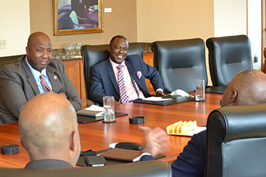 Wilberforce University representatives with KSU alumnus Mark Wilson