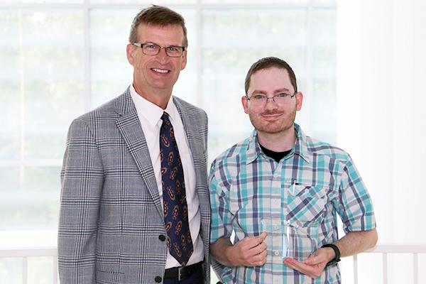  / Photo of Mark Anderson (left) and Distinguished Staff Award recipient, Matthew Rosenberg (right),  Laboratory Professional II - Chem & Biochem & Part Time Instructor of Chemistry (CHEM)
