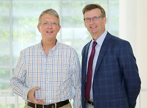  / Photo of 2016-2017 CSM Distinguished Part-Time Teaching Award recipient, Emerson Lindsey, Part-Time Assistant Professor of Statistics in the Department of Statistics and Analytical Sciences (left) and Dr. Mark Anderson (right).