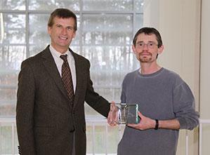  / Photo of and Mark Anderson (left) and 2015-2016 CSM Distinguished Teaching Award recipient - Lake Ritter, Ph.D., Associate Professor of Mathematics (Right)