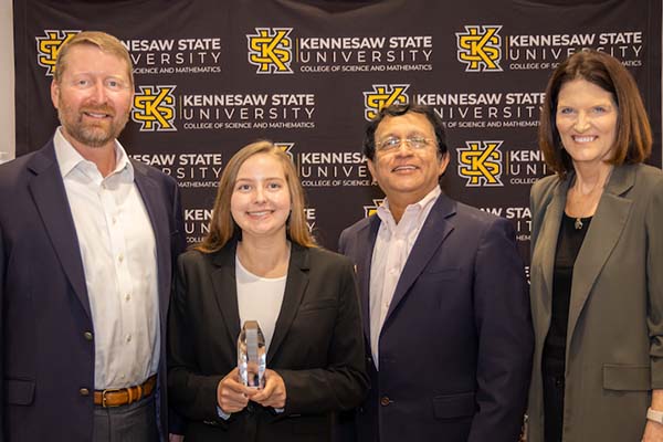 From left, John Loudermilk, Katie Moerschel, Vishnu Suppiramaniam, and Kathy Schwaig