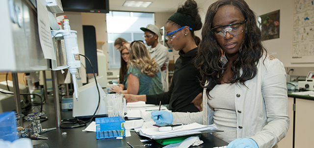 Photo of students in the lab