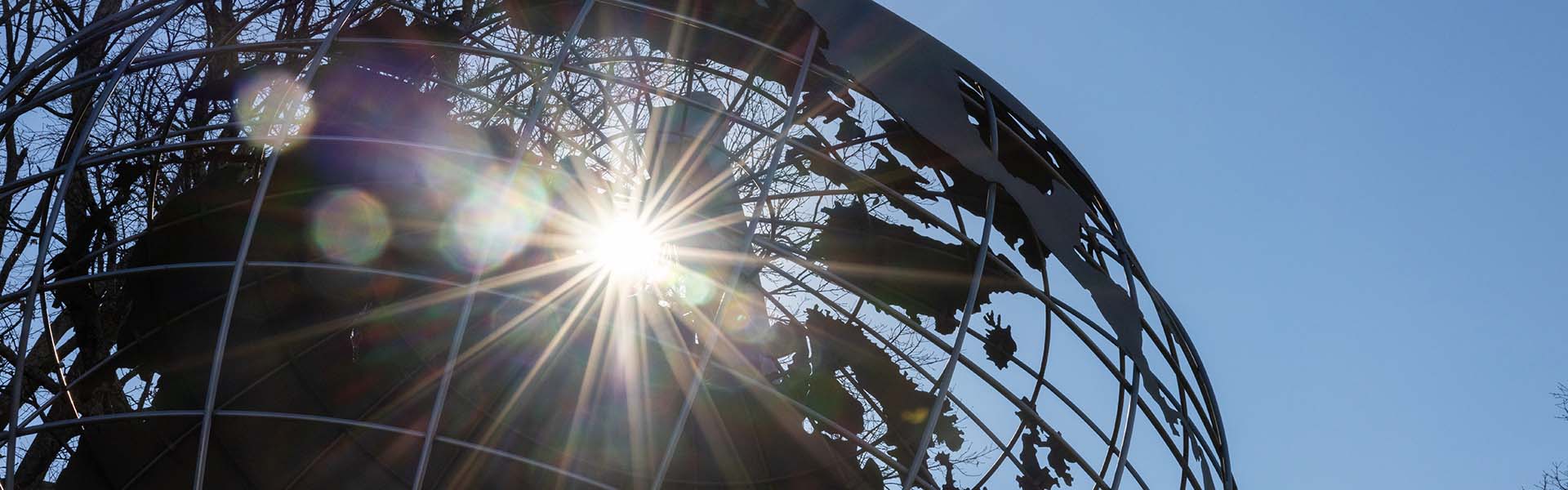 Globe in sunrise on the Marietta campus