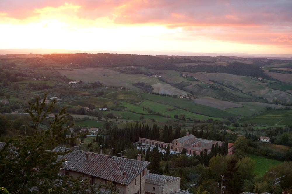 top view of italy in the evening
