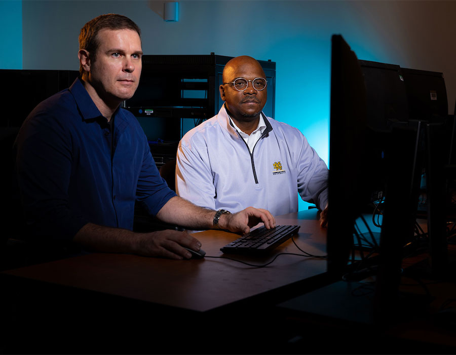 ksu cybersecurity students using computer