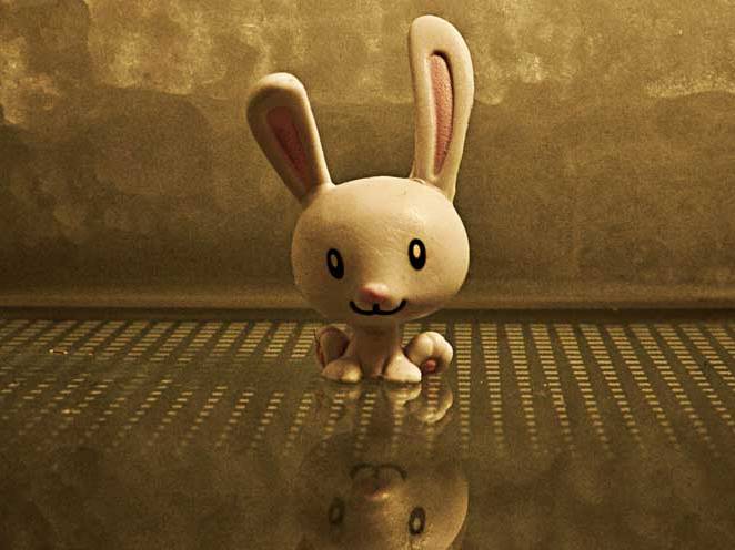 Digital rabbit in a empty room