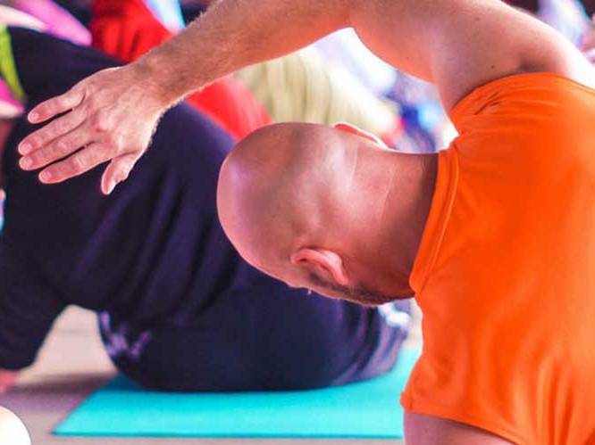 Man is doing a yoga pose