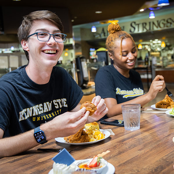 Residential students eating a meal in The Commons