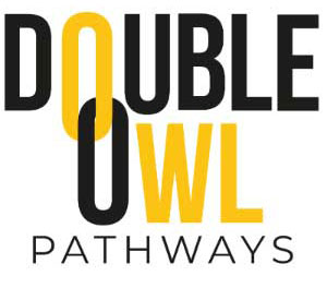 double owl pathways in yellow and black logo