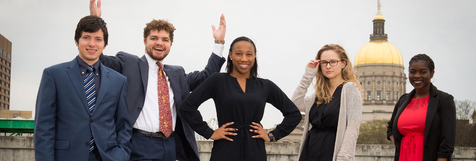 Students infront of a building