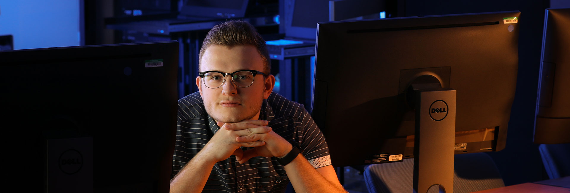 Student looking at computer