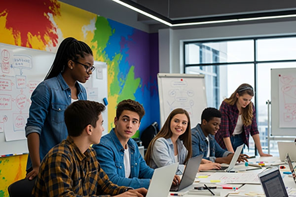 faculty inspiring classroom of potential entrepreneurs