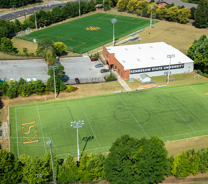 Top view phot of The KSU Owls Nest. The Owl’s Nest is devoted to student training/programming and is the hub for more than 330 intramural teams and 42 club teams.