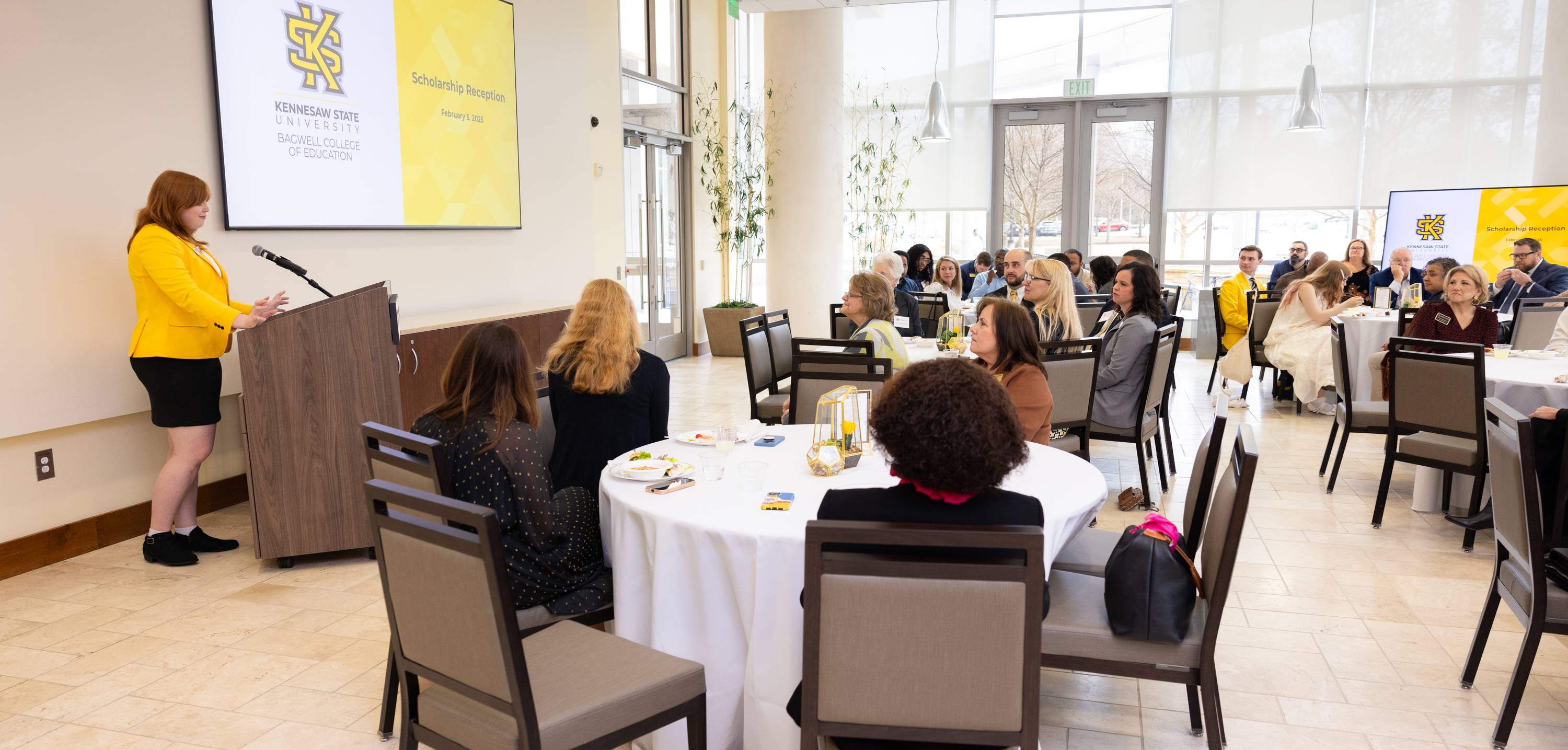presentation in the indoor plaza