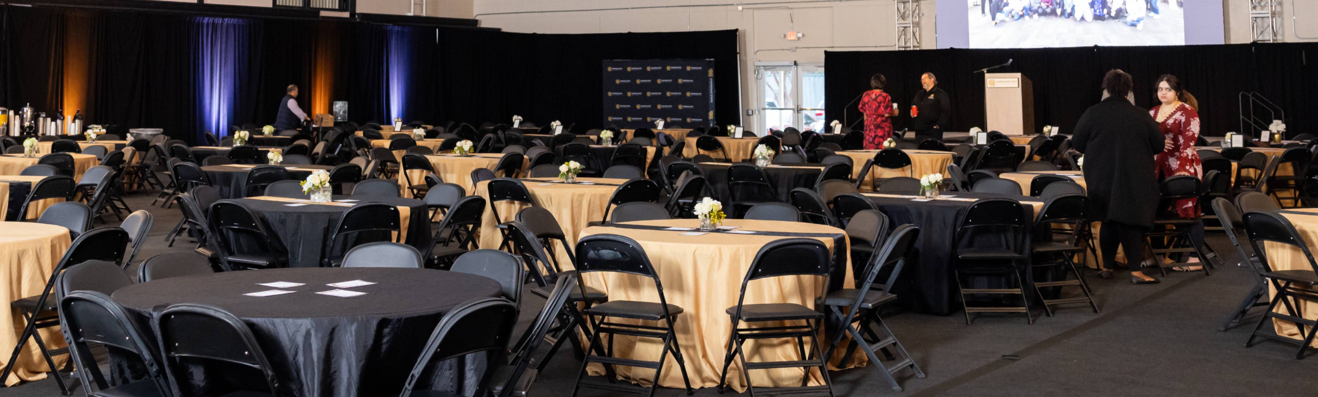 event center with tables and chairs