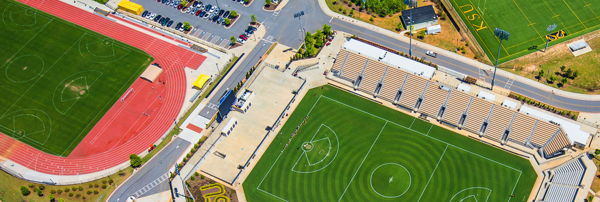 Arieral view of the KSU sports park on Kennesaw State campus.