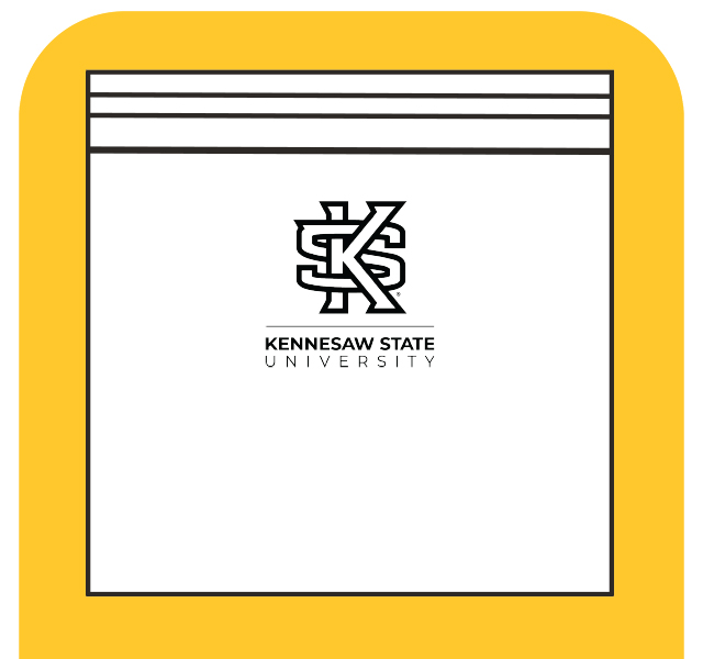 a clear resealable bag with the logo and text of Kennesaw State University on it.