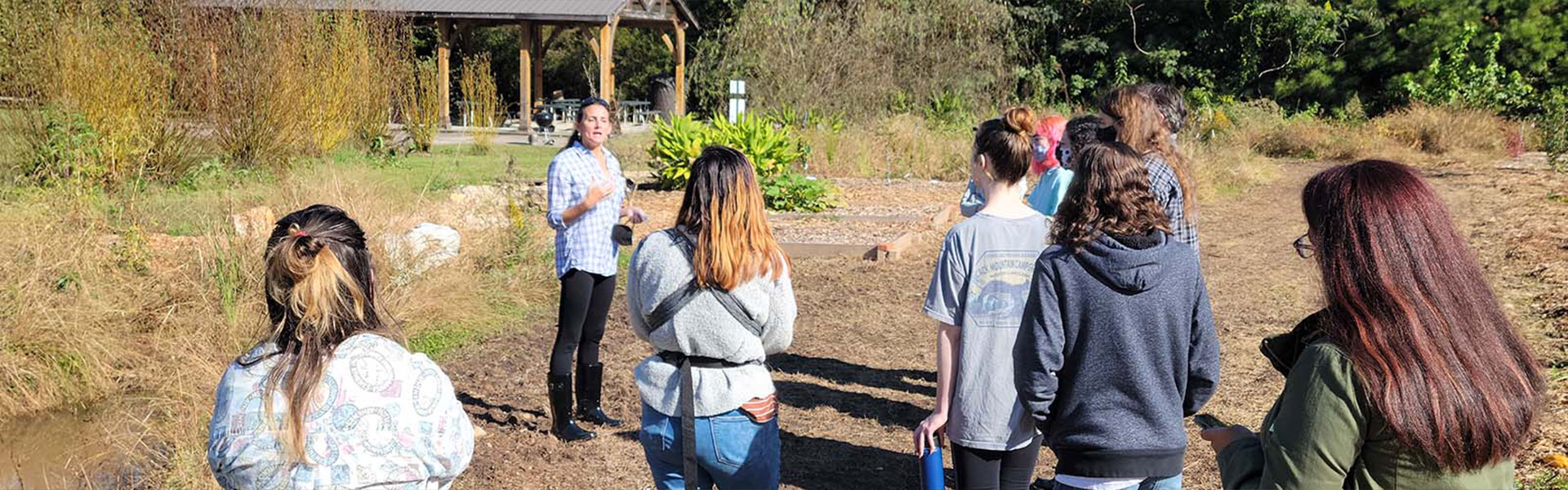 Students learning outside