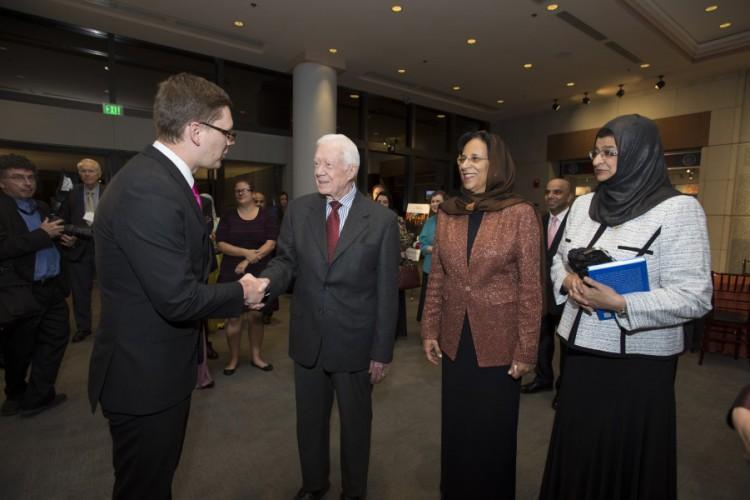  / Dr. Lance Askildson greeting Former President Jimmy Carter.