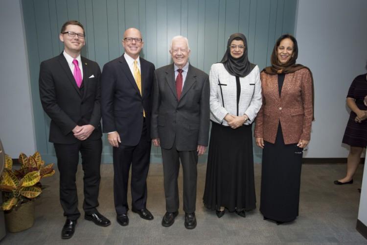  / (Left to Right) Kennesaw State Chief International Officer Lance Askildson, Kennesaw State Provost Ken Harmon, Former President Jimmy Carter, Omani Minister of Higher Education Dr. Rawya Saud Al Busaidi, and Omani Ambassador to the U.S. Hunaina Al Mughairy