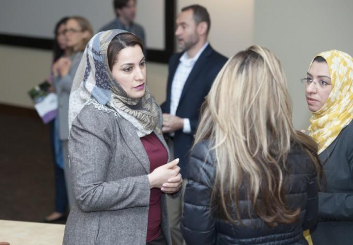  / Dr. Mona bint Fahad Al Said, Assistant Vice Chancellor, Sultan Qaboos University (left) with Faryouz Karamani with Omani TV (center) and another conference guest.