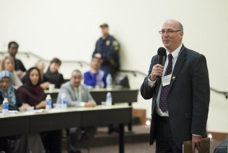  / Dr. Dan Paracka, director of academic initiatives for the Kennesaw State Division of Global Affairs, addresses the crowd at the start of the conference.