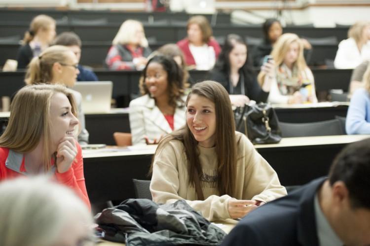  / Students in Prillaman Hall gathered for the conference's opening keynote remarks.