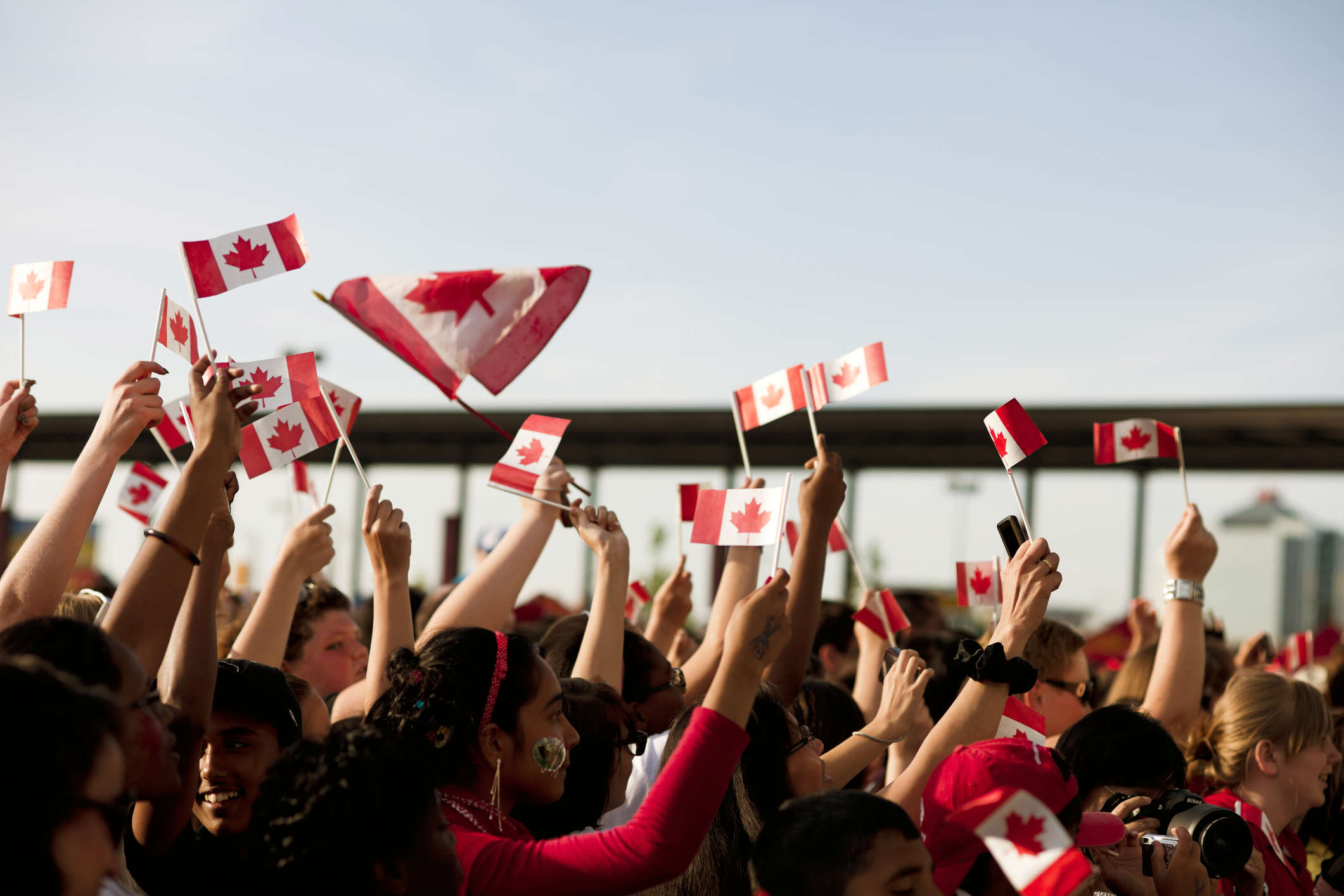 Flags waving