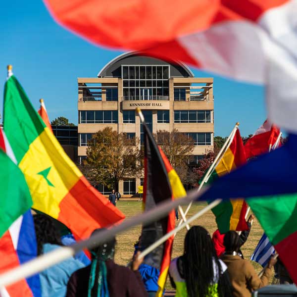 parade of flags on ksu campus