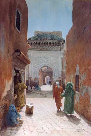 oil painting of Moroccan street