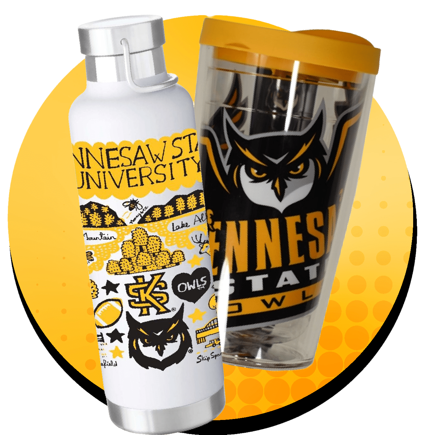 ksu drinkware in assorted colors