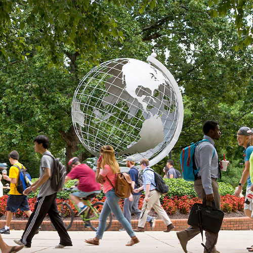 ksu marietta globe, and students walking to class