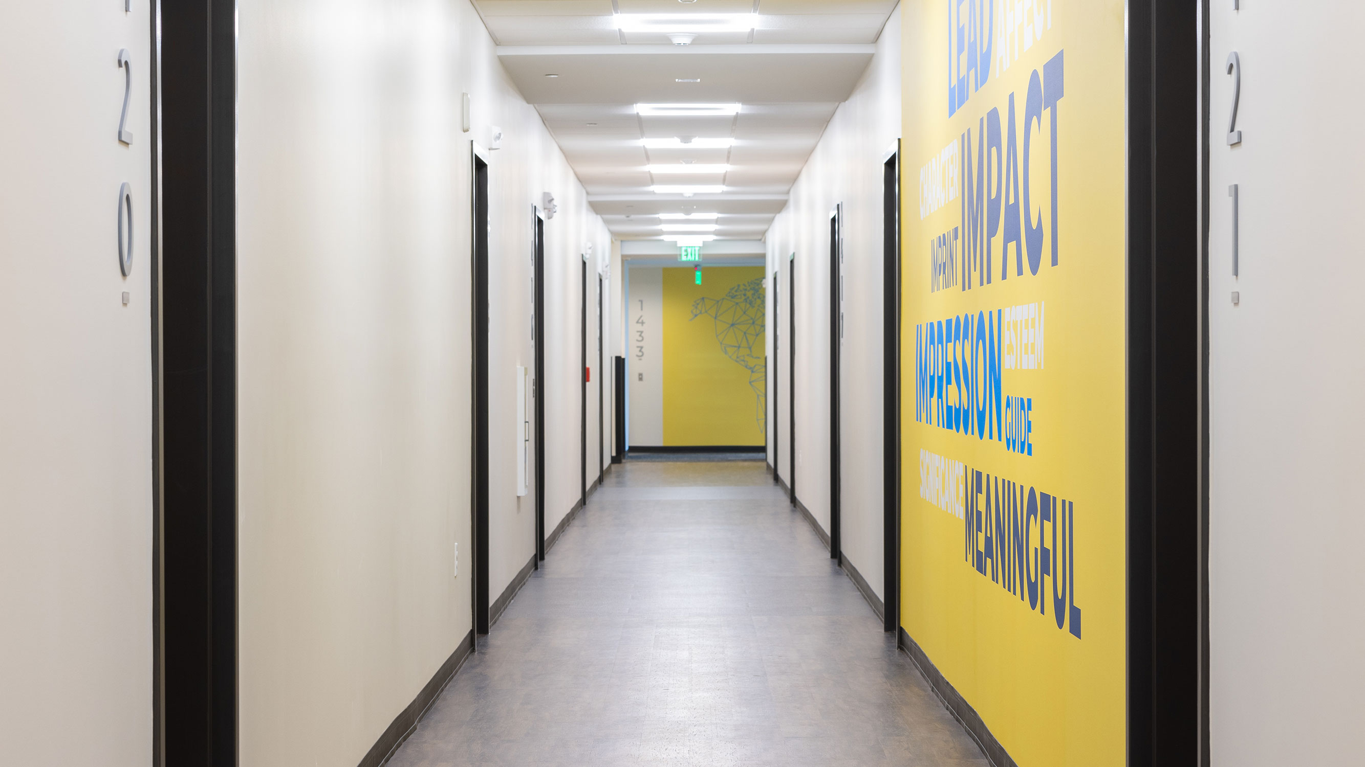  / Hallway in The Summit with inspirational word wall