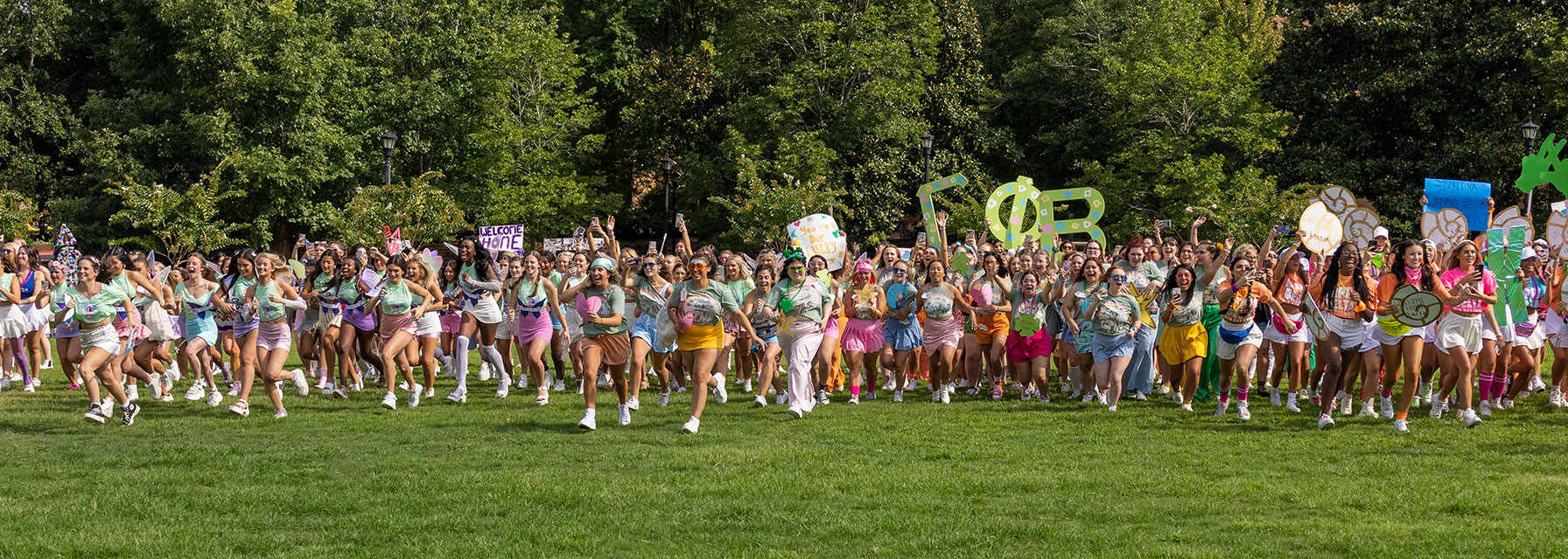 Panhellenic Bid Day on the Campus Green