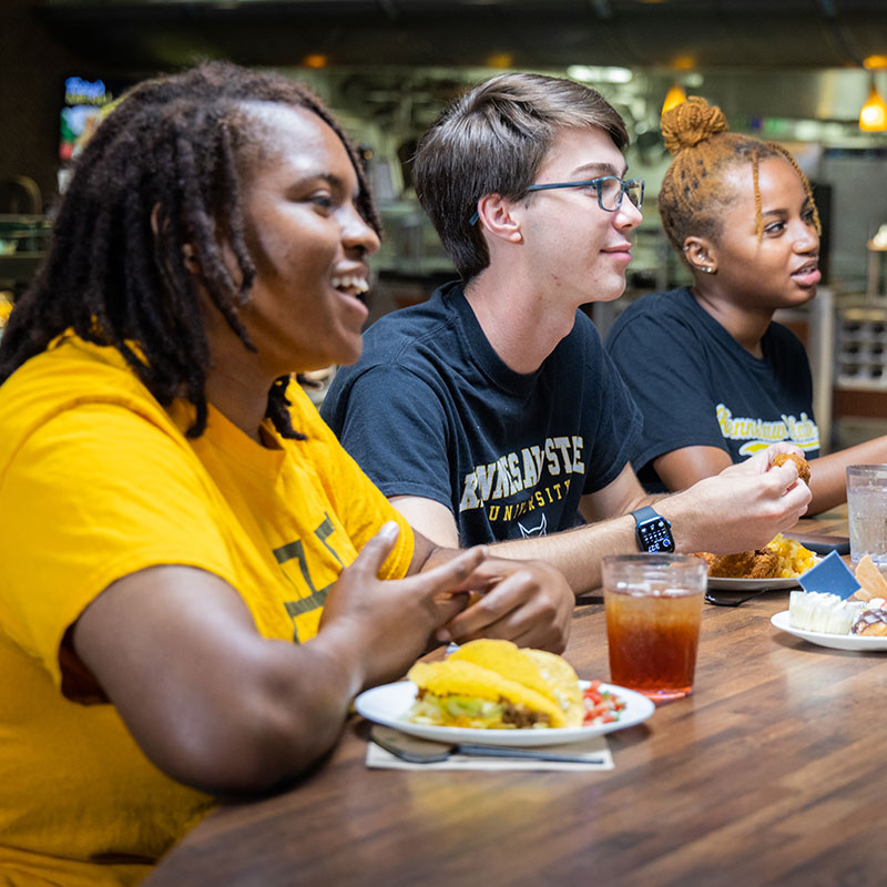 Upper Class residents in The Commons dining hall