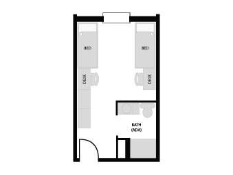Double bedroom with 1 bed floor plan