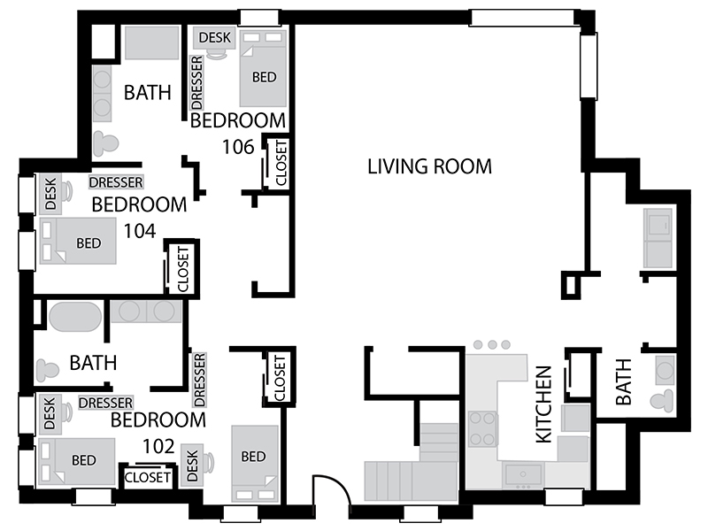 Single bedroom floor plan