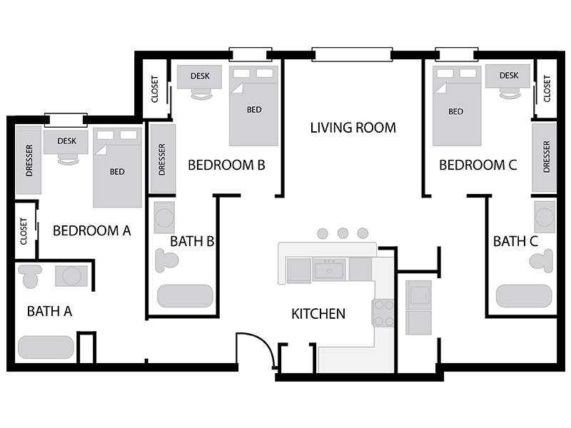 3 bedroom floor plan