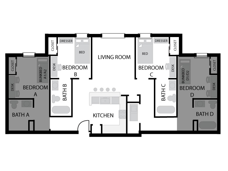 Single bedroom floor plan