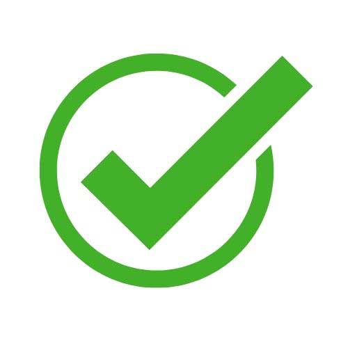 big green check mark in a green circle