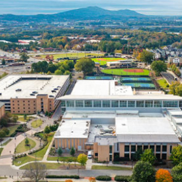 ksu campus ariel view with mountains