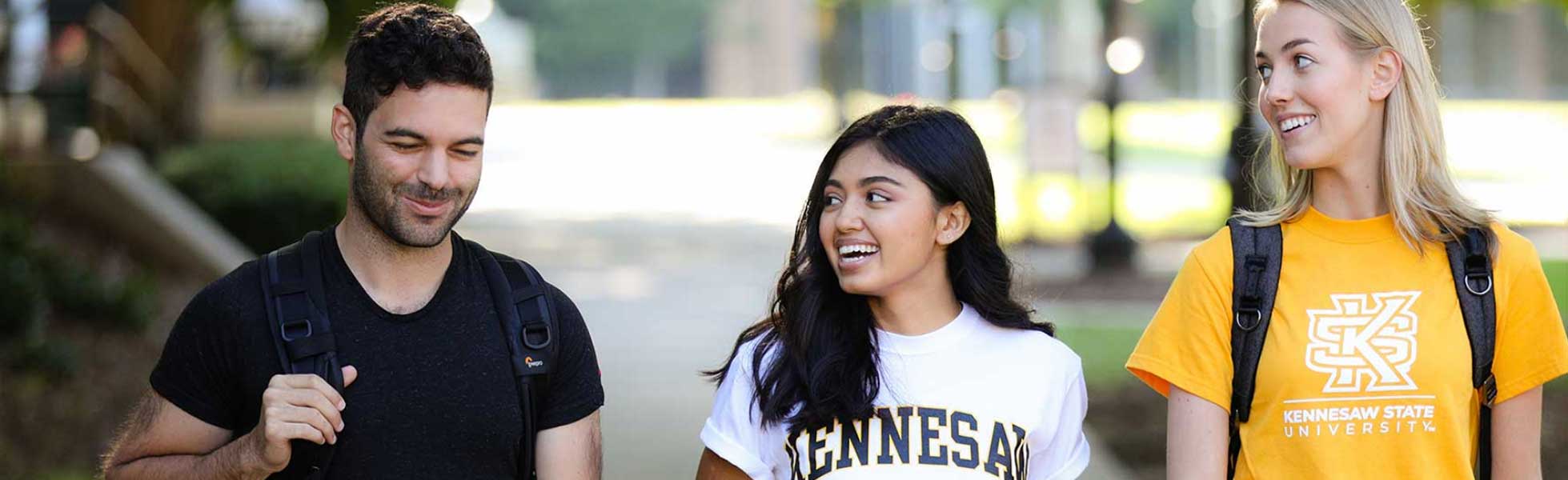 Students walking on KSU campus