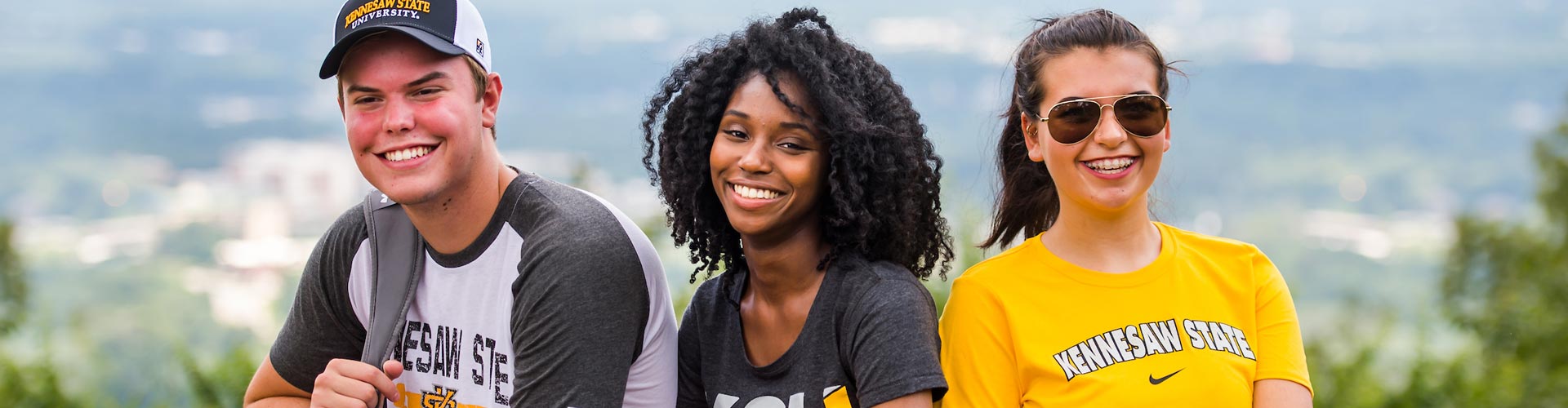 Students smiling on Kennesaw Mountain