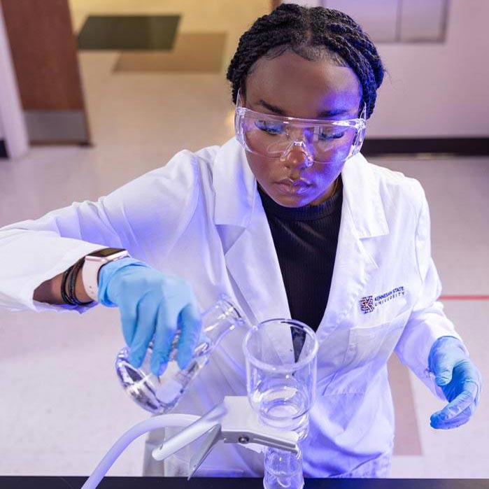ksu research student working on a project.