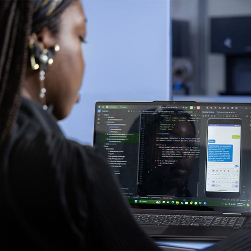 Computer science student working on a programming application.